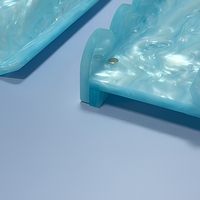 Ensemble de support de mahjong en acrylique écologique imperméable Blue Pearl avec poussoir magnétique et plateau de tri, 4 pièces, accessoire de table américain