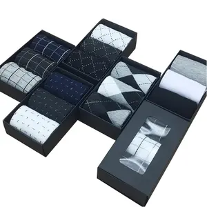 Calcetines de algodón con Logo personalizado para hombre, calcetín de tubo de trabajo negro de alta calidad