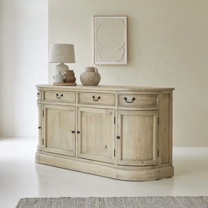 Credenza in Stile Europeo Personalizzata, Design Shaker con Ripiano Aperto, Colore Quercia, Mobile d'Ingresso in Legno Massello, Supporto TV - Product Image 2