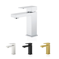Robinet de salle de bain moderne en acier inoxydable 304, carré, monotrou, à poser sur le plan, mitigeur eau chaude/froide, OEM, pour salon et extérieur