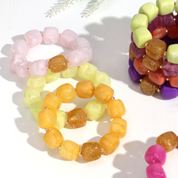 Nouveaux Bracelets Élastiques d'Été Colorés Effet Marbre CCB Or Perles Carrées Mélangées Géométriques Faits Main pour Femme