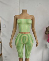 Ensemble 2 pièces polo rayé sans manches et short de détente pour femme – Tenue décontractée et confortable en maille pour l'été – Vêtements de sport et de boutique