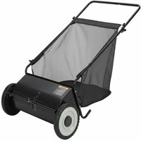 Balayeuse à gazon manuelle de 26 pouces, capacité de 7 pieds cubes Collecteur de feuilles manuel avec 4 brosses rotatives, hauteur de brosse réglable et bac amovible