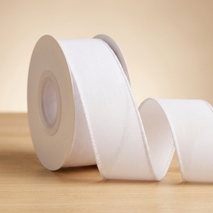 Pita Katun Putih Solid Ribbli 1-1/2 Inci X 10 Yard Pita Tanpa Sambungan untuk Karangan Bunga Natal, Pita Kupu-kupu, Kerajinan, Pembungkus Kado - Product Image 1