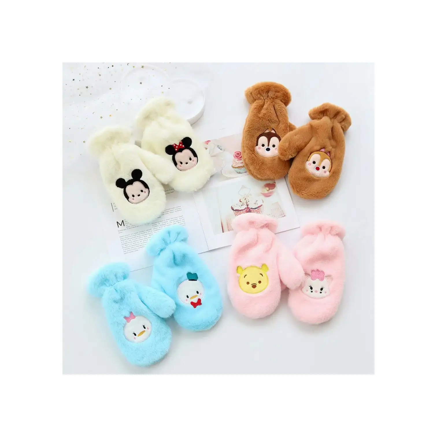 OEM Customizable Safe Mental Toy Doll Animal Face Print Warm Gear Heated Gloves