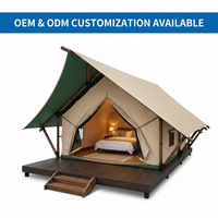 Tente de glamping à toit en pente sur mesure, toutes saisons, 3x3,7m, structure en acier, membrane en PVC, imperméable, résistante aux UV, coupe-vent, pour le camping