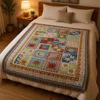 Tapisserie murale personnalisée, couverture décorative pour canapé et lit, couverture en coton tissée jacquard vintage classique