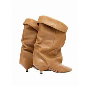 Scarpe di lusso <span class=keywords><strong>donna</strong></span> 2025 alla moda <span class=keywords><strong>stivali</strong></span> per <span class=keywords><strong>donna</strong></span> stivaletti tacchi per <span class=keywords><strong>donna</strong></span> stropicciata <span class=keywords><strong>stivali</strong></span> di <span class=keywords><strong>pelle</strong></span> - Product Image 4