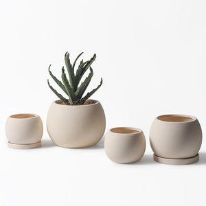 Ensemble de pots à succulentes en céramique contemporaine Maceta - Pots à fleurs écologiques pour <span class=keywords><strong>jardin</strong></span>, petits pots de bureau et de sol avec finition émaillée - Product Image 5