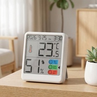 Termometer Higrometer Plastik Bertenaga Baterai dari Produsen Langsung, Layar LCD, Monitor Suhu dan Kelembapan Ruangan Dalam Kamar Tidur
