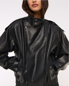 Blouson bomber en simili cuir PU à col montant LEDUO pour femme - Product Image 3