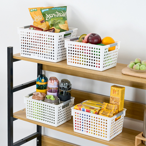Plastic Storage Baskets Set 6PCS Ventilated Organizer <b>Bins</b> with Non-Slip Handles for Home & Office - Product Image 2