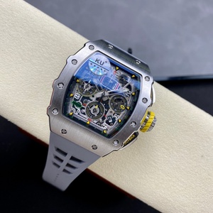 Luxury RM11-03 Style Skeleton Flyback <b>Chronograph</b> <b>Automatic</b> Watch Ti Metal Carbon Tonneau Case Rubber Strap Men Sports Watch - Product Image 1