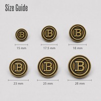 Kancing Logam Bulat Berbahan Alloy dengan Gagang, Ukuran 15mm 18mm 23mm 28mm, Warna Perak Antik, Emas Antik, Emas Muda untuk Mantel