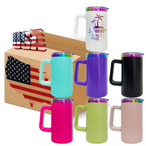 Lot de 20 tasses personnalisées avec logo personnalisé, revêtement en poudre arc-en-ciel, 20 oz, avec poignée en plastique amovible - Product Image 1