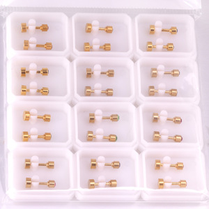 Pendientes de botón chapados en oro con circonita en forma de bola y engaste de bisel para cartílago de la oreja, joyería de regalo, 16 pares - Product Image 3