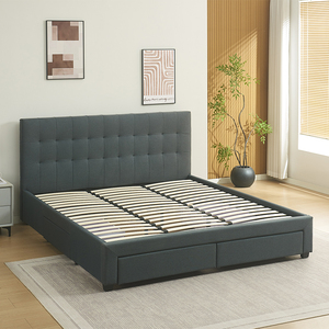 Modern Minimalist Fabric King Size <b>Bed</b> High-end Bedroom Elegant Soft Queen Size <b>Bed</b> with Storage Drawers - Product Image 2