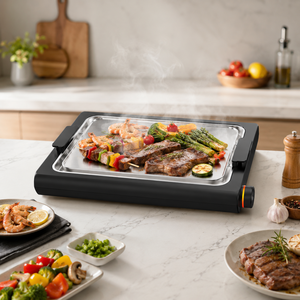 Electric Outdoor Grill Die Casting Aluminum Detachable Plate 1500W Mechanical Timer Control PTFE <b>Smokeless</b> Commercial Use - Product Image 2