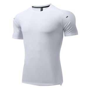 Camiseta blanca de cuello redondo para hombre con marca reflectante negra para hombre Gym Active camiseta de secado rápido logotipo personalizado Camiseta deportiva de manga corta - Product Image 6