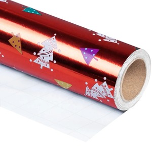 Cu'soRed Metallized Eco-Friendly Recyclable Christmas Tree Pattern Gift <b>Wrapping</b> <b>Paper</b> Roll Waterproof Digital Printing Craft - Product Image 1