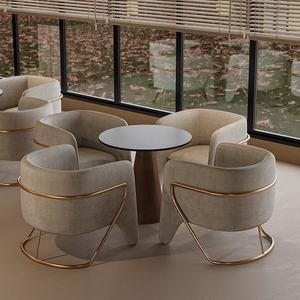 Table de réception moderne de luxe Ensemble de chaises 1 Table <span class=keywords><strong>2</strong></span> chaises pour salon de beauté Hall d'hôtel Club Lounge Discussion Area - Product Image 4