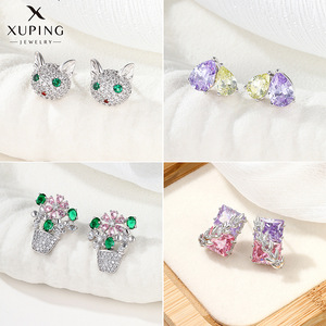 ต่างหูแฟชั่นดีไซน์ใหม่สไตล์เกาหลีรูปดอกไม้ประดับเพชรหลากสีรูปดาวสำหรับผู้หญิงจาก Xuping Jewelry Wholesale - Product Image 5