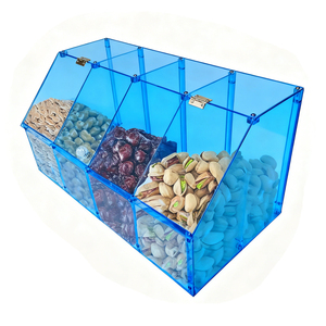 Contenitore Acrilico Impilabile 4 in 1 su Misura, Dispenser Traslucido Blu per Alimenti Secchi, Caramelle e Dolciumi per Negozi - Product Image 1