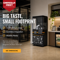 Machine à café robotisée à haute efficacité avec menu personnalisable et support de paiement sécurisé pour une petite surface