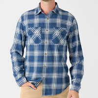 Kemeja Katun Flanel untuk Pria Lengan Panjang Kemeja Bergaris Kancing Depan Kemeja Pria Blus Pria Custom Ramah Lingkungan Camisas