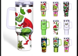 Lot de gobelets isothermes de 40 oz avec poignée, motifs Halloween et Noël, pour les saisons festives - Product Image 3