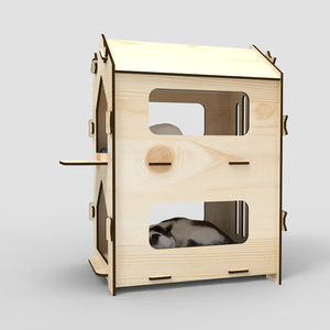 XIANGLONG Universel Grand Quatre Saisons Bois Villa Animal À Motifs Chat Maison pour Chaton <span class=keywords><strong>Cage</strong></span> et Nid Pet Meubles - Product Image 5