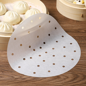 Disposable Round Non Stick Steamed Bun Paper Liner White 10cm 15cm 20cm For Steamer Kitchen Use - Product Image 3