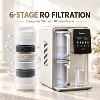 Purificateur d'eau électrique autonome avec mode de refroidissement 6C, sortie d'eau chaude instantanée, commande tactile, boîtier en plastique pour usage hôtelier