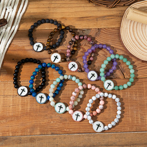 Nuevo diseño regalo religioso NFC diario versículo <span class=keywords><strong>de</strong></span> la Biblia pulseras cruzadas Unisex código QR personalizado versículo <span class=keywords><strong>de</strong></span> la Biblia Chip pulsera cruzada <span class=keywords><strong>de</strong></span> piedras preciosas - Product Image 5