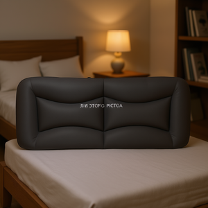 Cojín de cabecera de tela gris oscuro de 53.9 pulgadas acolchado para lectura y descanso en la cama - Product Image 2