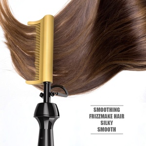 Professional Factory <strong>Hair</strong> <strong>Straightener</strong> Brush <strong>Mini</strong> Electric Ceramic 450F Curved Hot Comb for Natural Black <strong>Hair</strong> and Wig - Product Image 4
