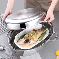 QANA Factory Großhandel OEM 17 Zoll Dampf topf mit Bratpfannen regal für gedämpften Fisch Antihaft-Küchen kochtopf