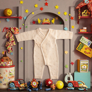 Tutina 100% Cotone Biologico per Neonata, Pagliaccetto Lungo con Bretelle e Lacci, Kimono in Maglia Traforata, Body 6-9 <span class=keywords><strong>Mesi</strong></span> ODM - Product Image 3