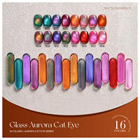 Ensemble de vernis à ongles en gel UV vegan non toxique AMO 16 couleurs pour usage en salon avec logo personnalisé et design œil de chat, formule longue durée
