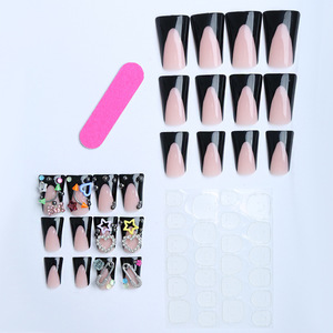 Venta al por mayor 3D forma de pico de pato <span class=keywords><strong>uñas</strong></span> artificiales <span class=keywords><strong>con</strong></span> diamantes de imitación decorados 24 piezas caja de prensa francesa en las <span class=keywords><strong>uñas</strong></span> ABS - Product Image 2