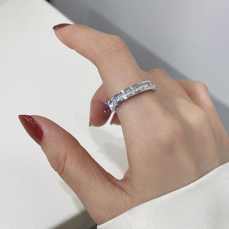 Bague diamant à une rangée-Argent