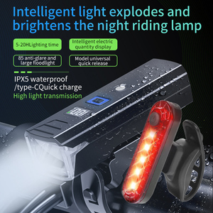 Night Sensor Power Display Bike <strong>Light</strong> Road Mountain Bike Super Bright <strong>Bicycle</strong> <strong>Light</strong> Rechargeable Riding Taillight with Trumpet - Product Image 1