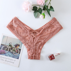 Vendita calda di pizzo da donna perizoma intimo T-Back a vita bassa Lingerie Sexy mutandine di pizzo trasparenti rifiniture taglie forti - Product Image 4