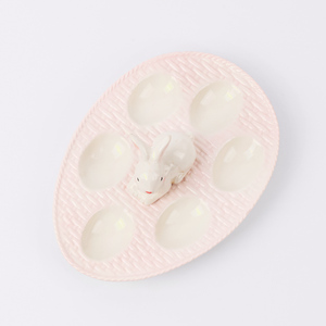 <span class=keywords><strong>Plateau</strong></span> de service d'œufs de pâques en céramique à 6 compartiments pour lapin - Product Image 4