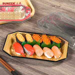 แพ็คเกจ Sunzza ทองความผิดปกติความหนาวัสดุ PET ป้องกันฝาปิดอาหารฝรั่งภาชนะซูชิป้องกันการลื่นไถลกล่องซูชิพลาสติกทิ้ง - Product Image 3