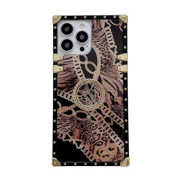 Leopard Skin case Cover for iPhone 11/12/13/14 Pro Max, Ring Stand Shockproof case for iPhone 15 Pro/16/17 Air