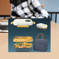 Boîte à lunch AGREON avec sac à lunch, conteneur isotherme anti-fuite de 1100 ml, sans BPA, bleu, avec couvercle et ustensiles intégrés