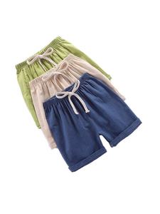 Shorts pour enfants en coton et <span class=keywords><strong>lin</strong></span> fins, taille mi-haute élastique, pour bébés garçons et filles, couleur unie, tendance - Product Image 2