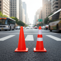 Cônes de signalisation routière pliables en PVC robuste de 70 cm, 75 cm, 90 cm, base noire avec réflecteur blanc, cône de sécurité routière, vente en gros
