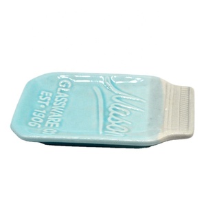 Custom Logo Embossment <strong>Ceramic</strong> Mason Jar Shape <strong>Soap</strong> <strong>Dish</strong> for Bathroom a Stylish and Functional Accessory for Your Daily Routine - Product Image 1